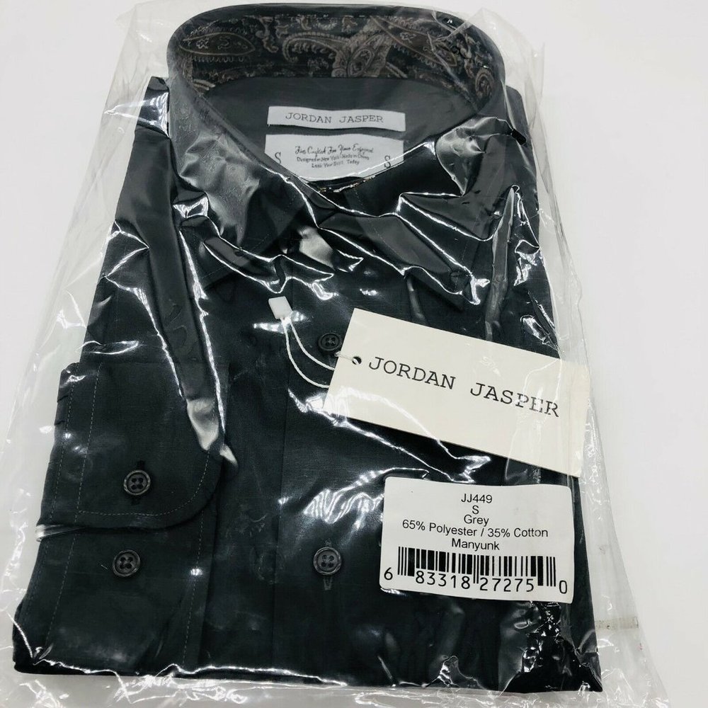 Jordan Jasper Men’s Slate Grey Button Dress Shirt - Picture 4 of 4